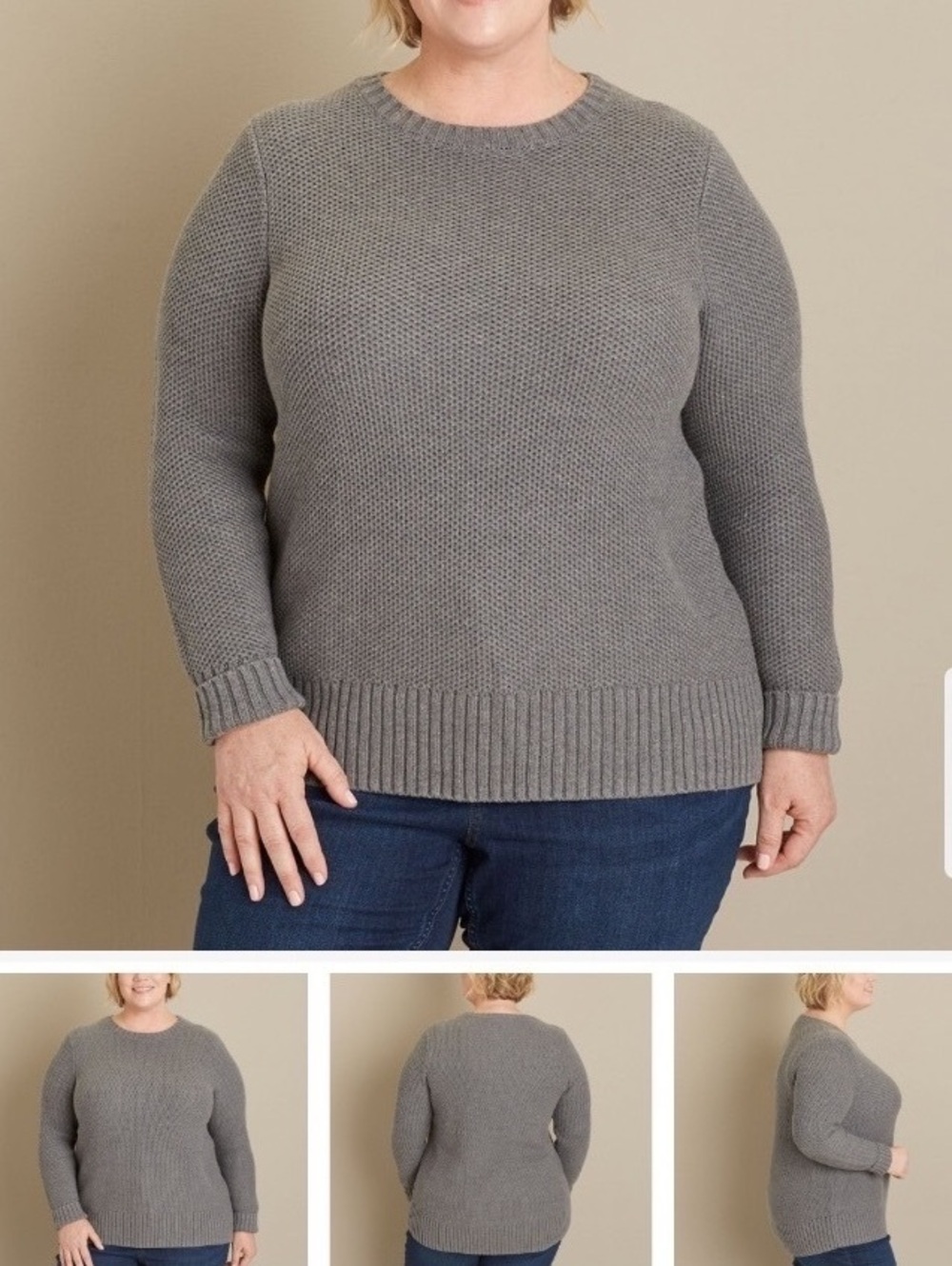 Duluth Trading Co. Knit Worth Cotton Rayon Blend Gray Textured Sweater 3X